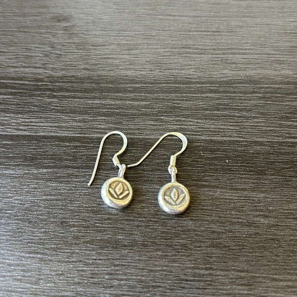 Thai‎ Silver Lotus Charm Earrings Sterling Silver Earwires NWT - Picture 4 of 5